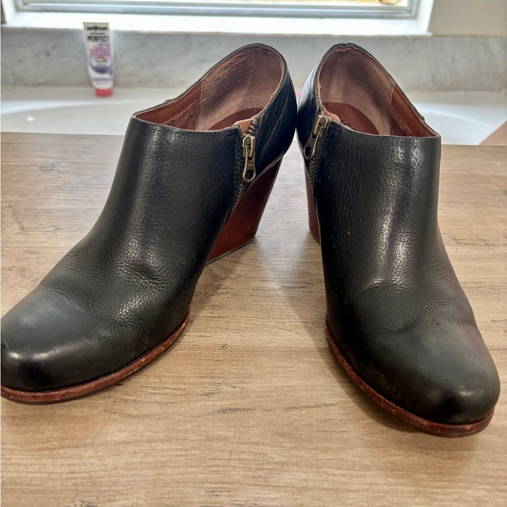 Kork-Ease Natalya Black Leather Wedge Ankle Boots - Picture 14 of 16